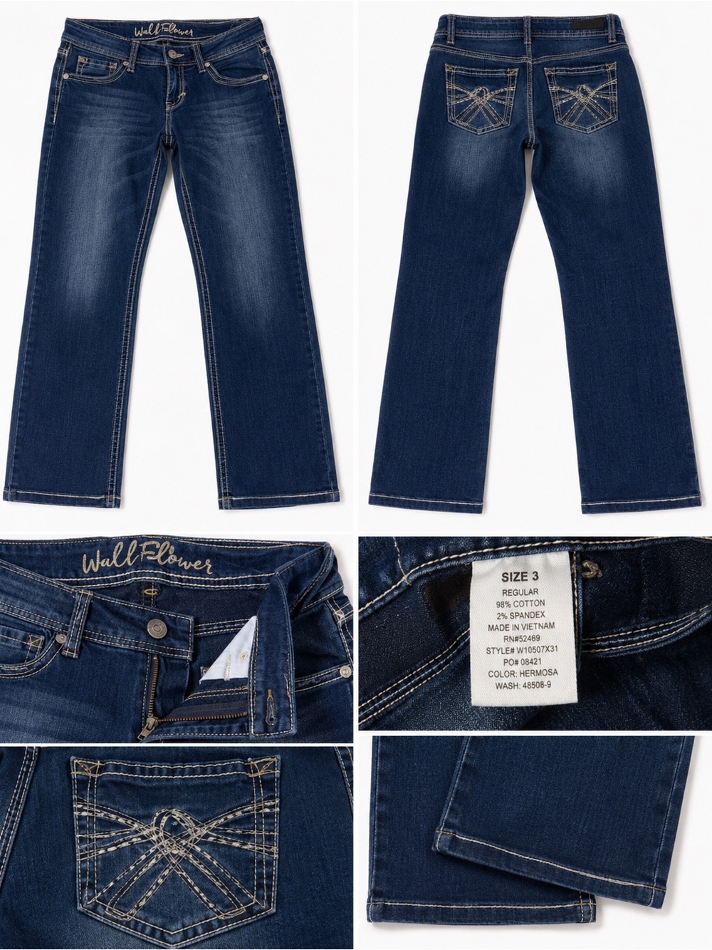 WallFlower Women's Dark Indigo Bootcut Jeans